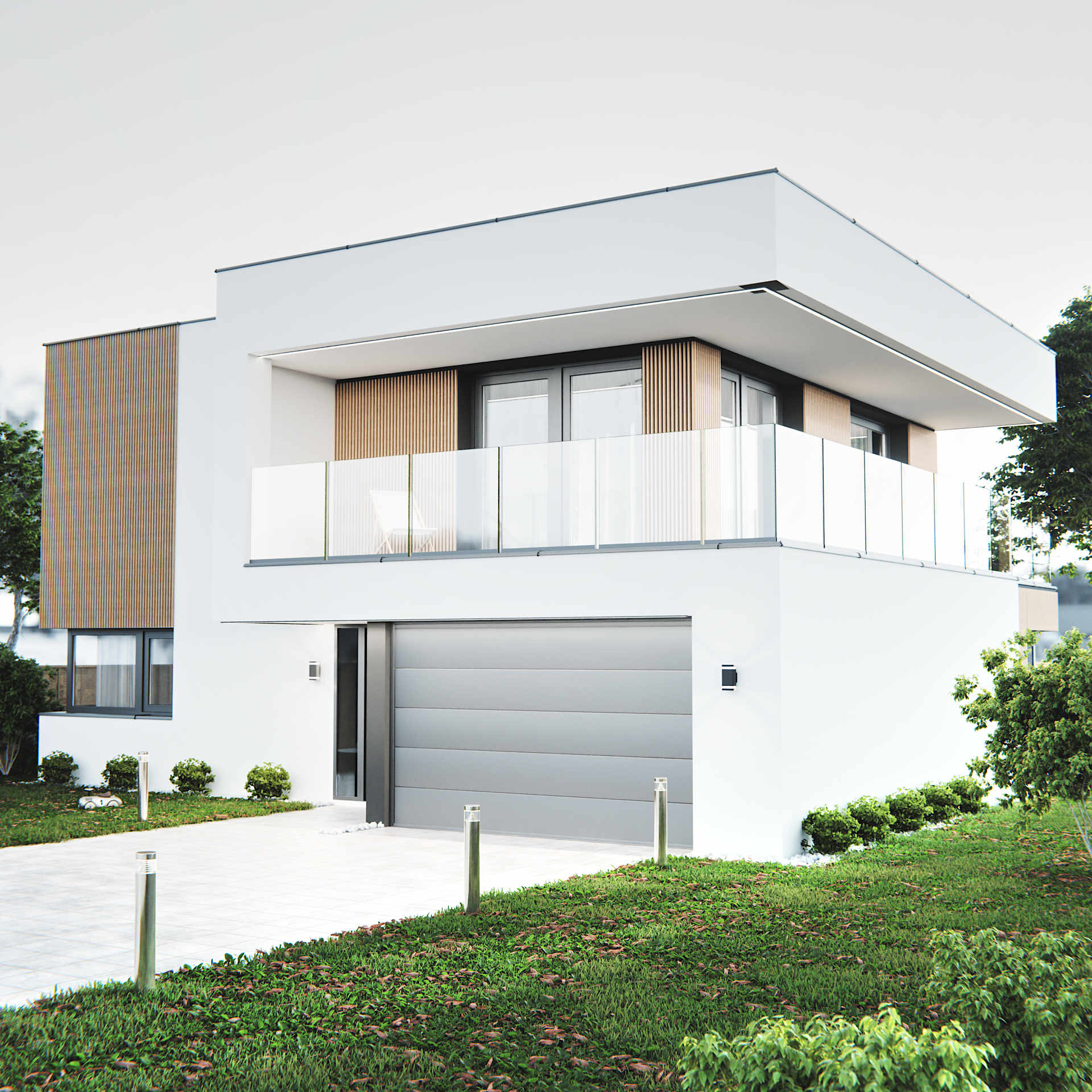 Wizualizacja architektoniczna budynku Bielsko-Biała. Fasada Frontowa Prawa